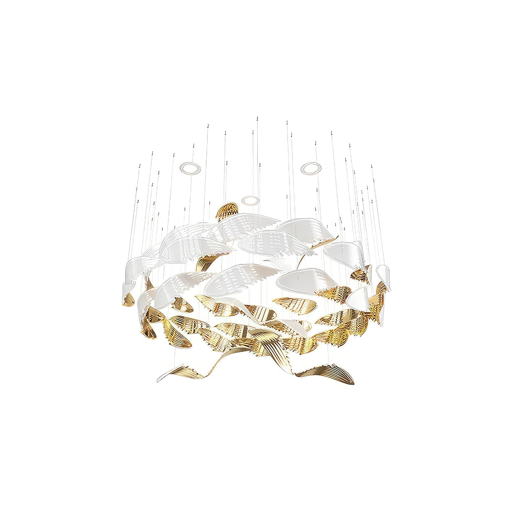 Bennett Modern Layered Crown Chandelier with Integrated LED and Glass Shades for Living Room