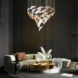 Bennett Modern Layered Crown Chandelier with Integrated LED and Glass Shades for Living Room