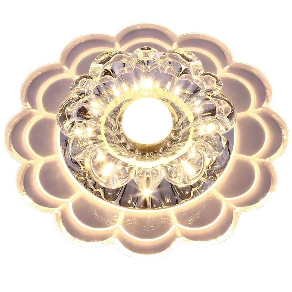 Modern Crystal Flower LED Flush Mount Ceiling Light for Entryway Kids Room and Hallway