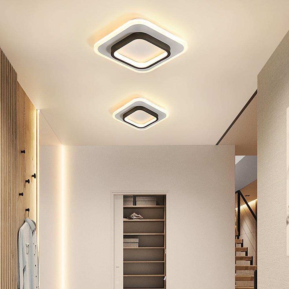 Square Modern LED Flush Mount Ceiling Light 2 Light Integrated Fixture for Small Rooms