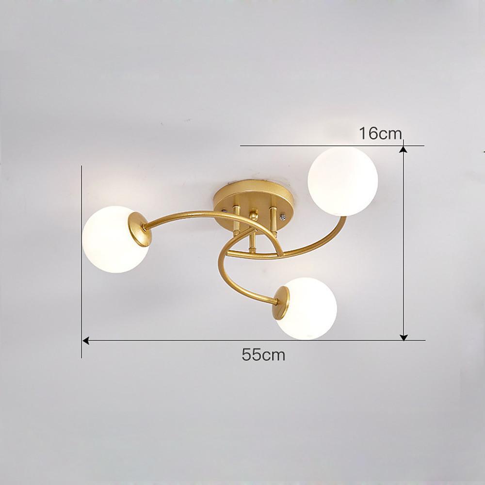 Modern Swirled Metal Flush Mount Light with Elegant Glass Globes for Ambient Bedroom Lighting