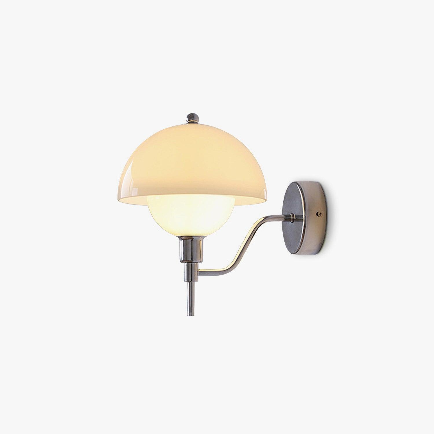 Bidle Modern Chrome Wall Sconce with White Glass Shade Set of Two Indoor Lighting Fixtures