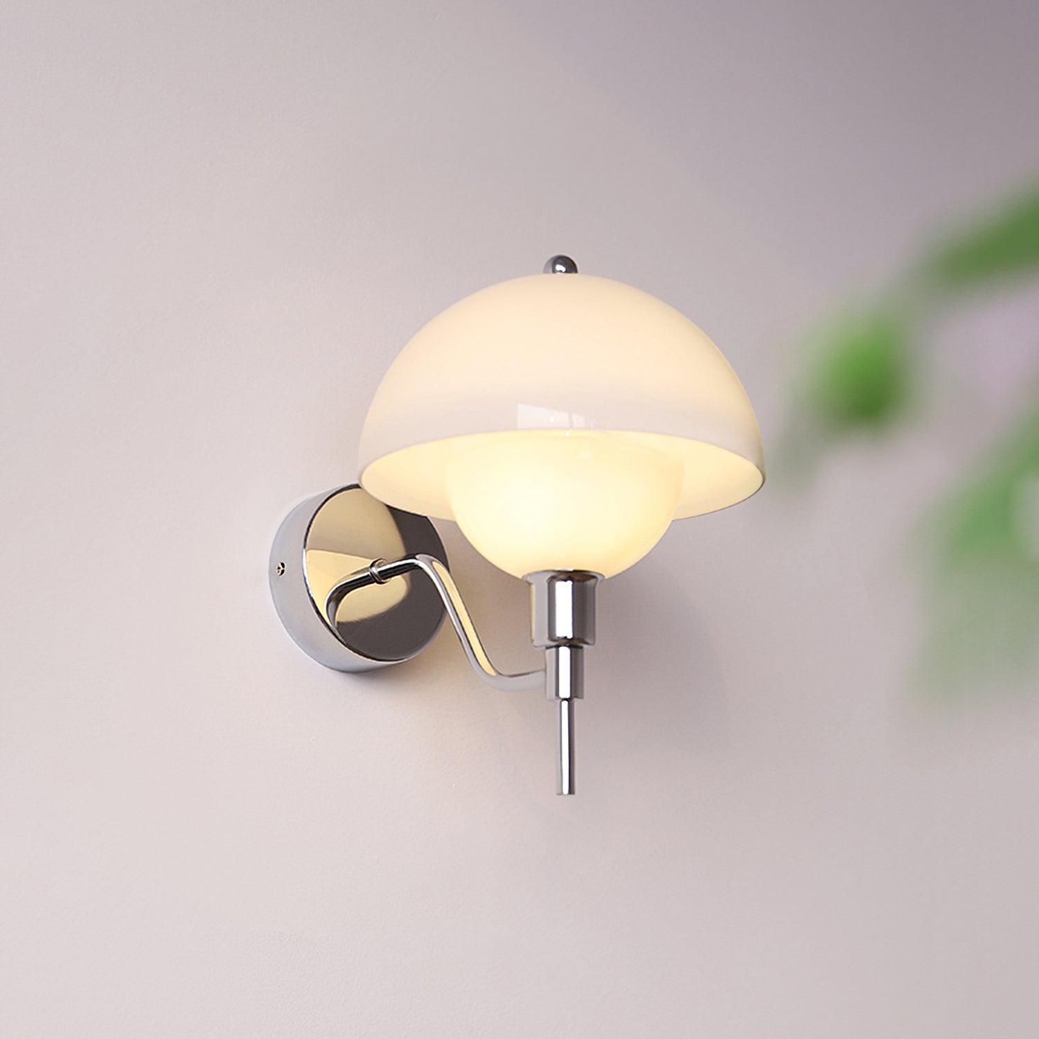 Bidle Modern Chrome Wall Sconce with White Glass Shade Set of Two Indoor Lighting Fixtures