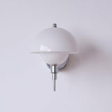 Bidle Modern Chrome Wall Sconce with White Glass Shade Set of Two Indoor Lighting Fixtures