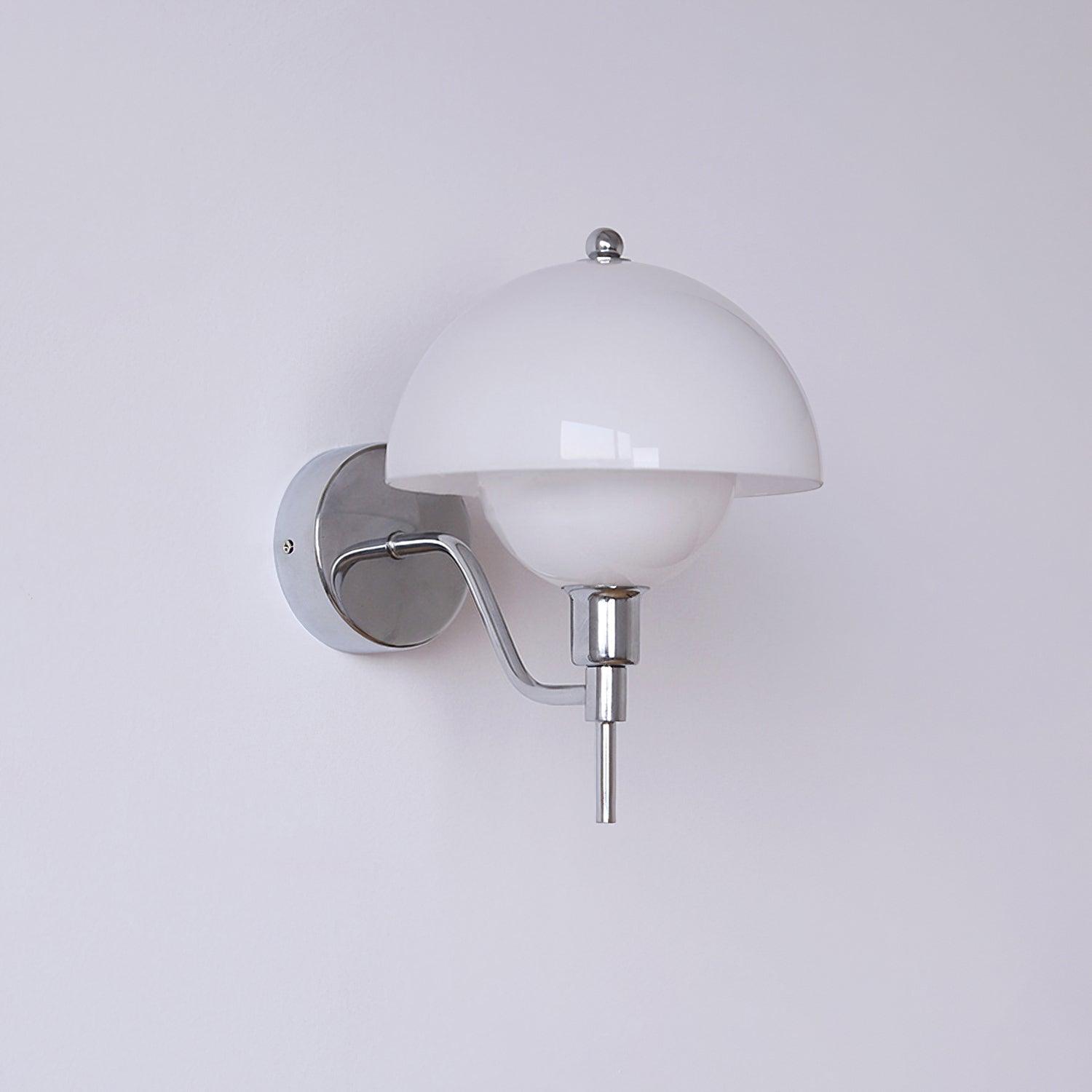 Bidle Modern Chrome Wall Sconce with White Glass Shade Set of Two Indoor Lighting Fixtures