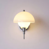 Bidle Modern Chrome Wall Sconce with White Glass Shade Set of Two Indoor Lighting Fixtures