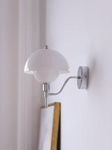 Bidle Modern Chrome Wall Sconce with White Glass Shade Set of Two Indoor Lighting Fixtures