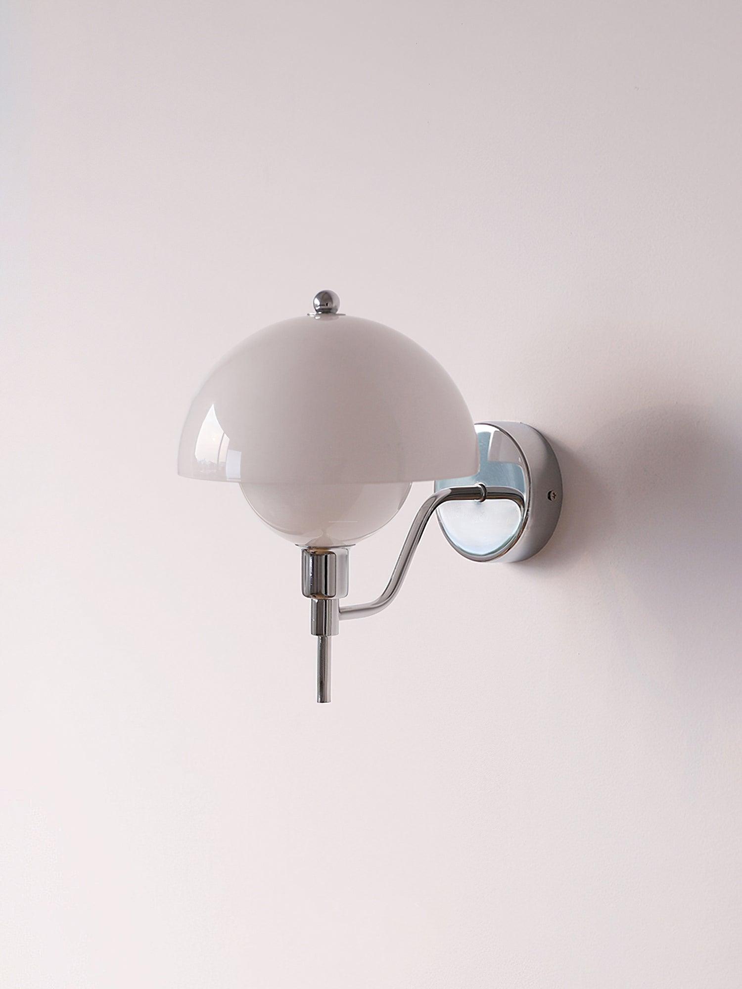 Bidle Modern Chrome Wall Sconce with White Glass Shade Set of Two Indoor Lighting Fixtures