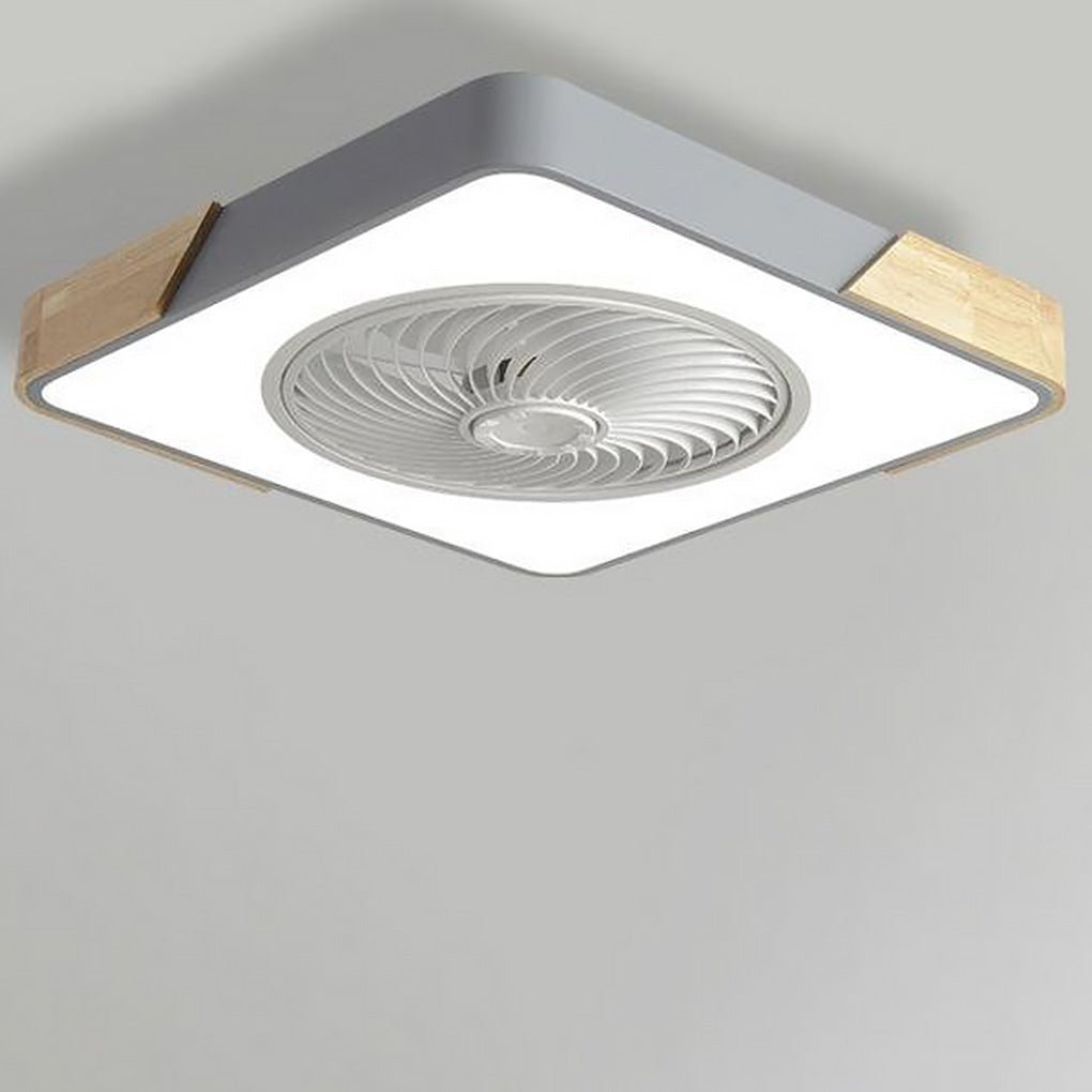Modern Flush Mount Bladeless Ceiling Fan with Integrated LED Light and Remote Control