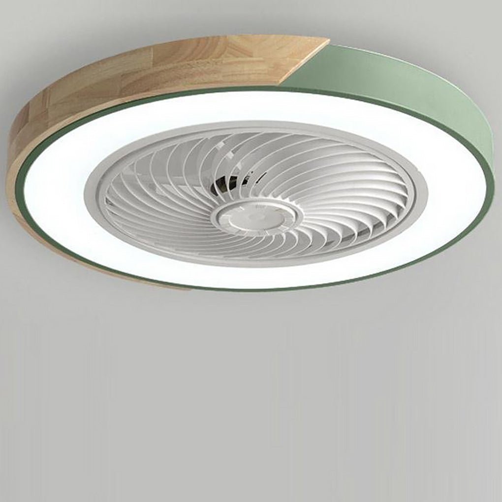Modern Flush Mount Bladeless Ceiling Fan with Integrated LED Light and Remote Control