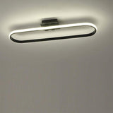 Modern Rounded Rectangle LED Flush Mount Ceiling Light Dimmable Black Fixture 28 Inch