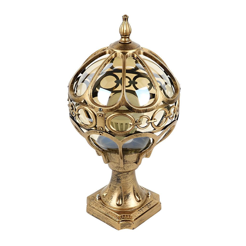 Black Aluminum Round Ball Fence Post Light Waterproof Outdoor Garden Pillar Lamp