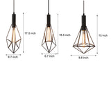 Black Geometric Iron Cage Pendant Light Industrial Retro Style Chandelier
