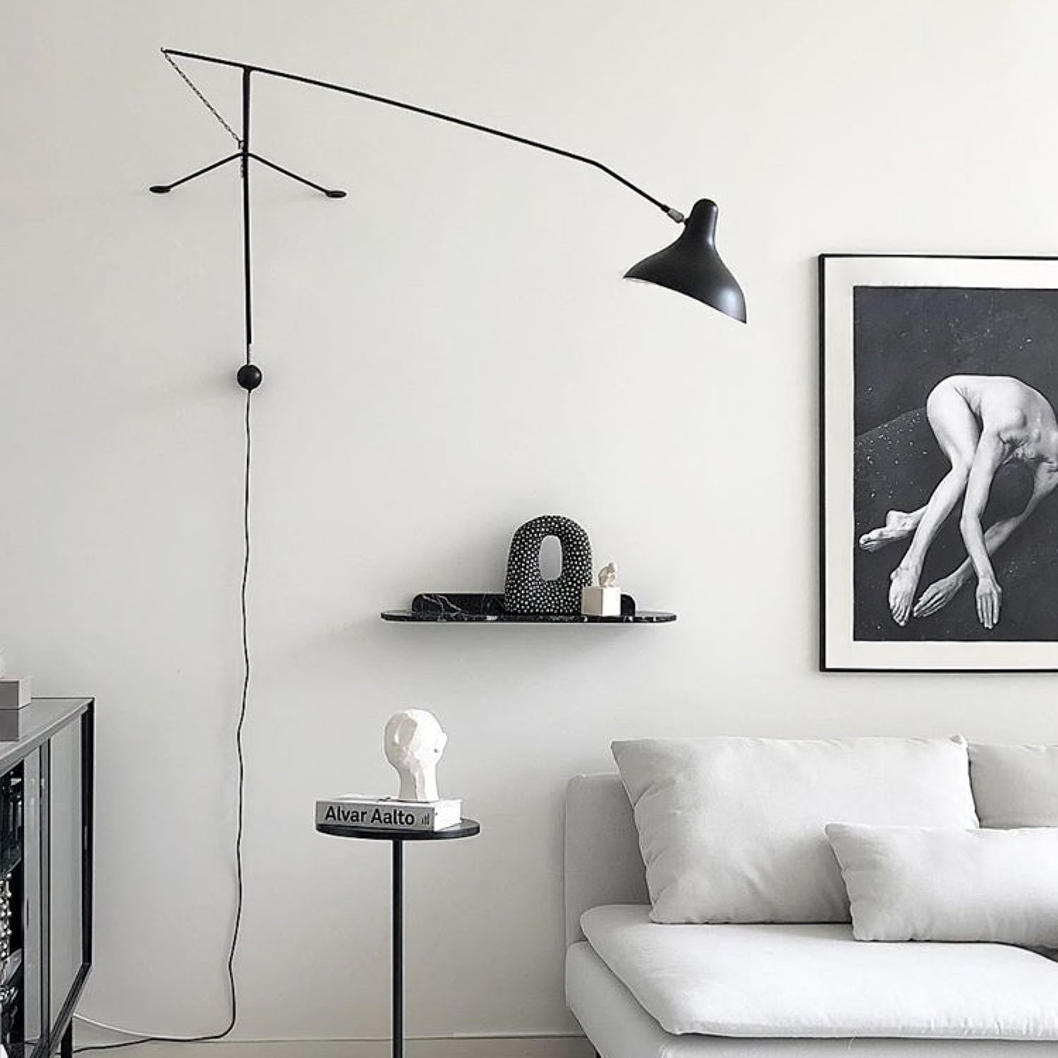 Black Industrial Mantis Arm Swing Bracket Wall Lamp Adjustable Iron Helical Sconce Lighting