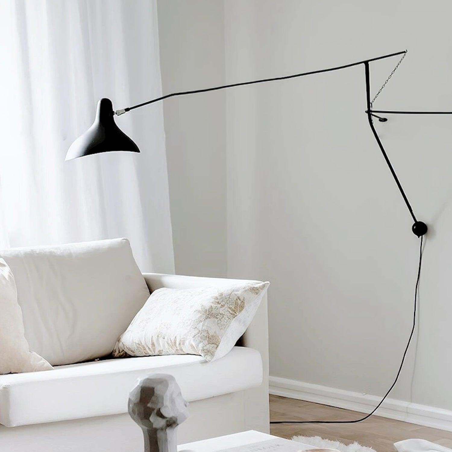 Black Industrial Mantis Arm Swing Bracket Wall Lamp Adjustable Iron Helical Sconce Lighting