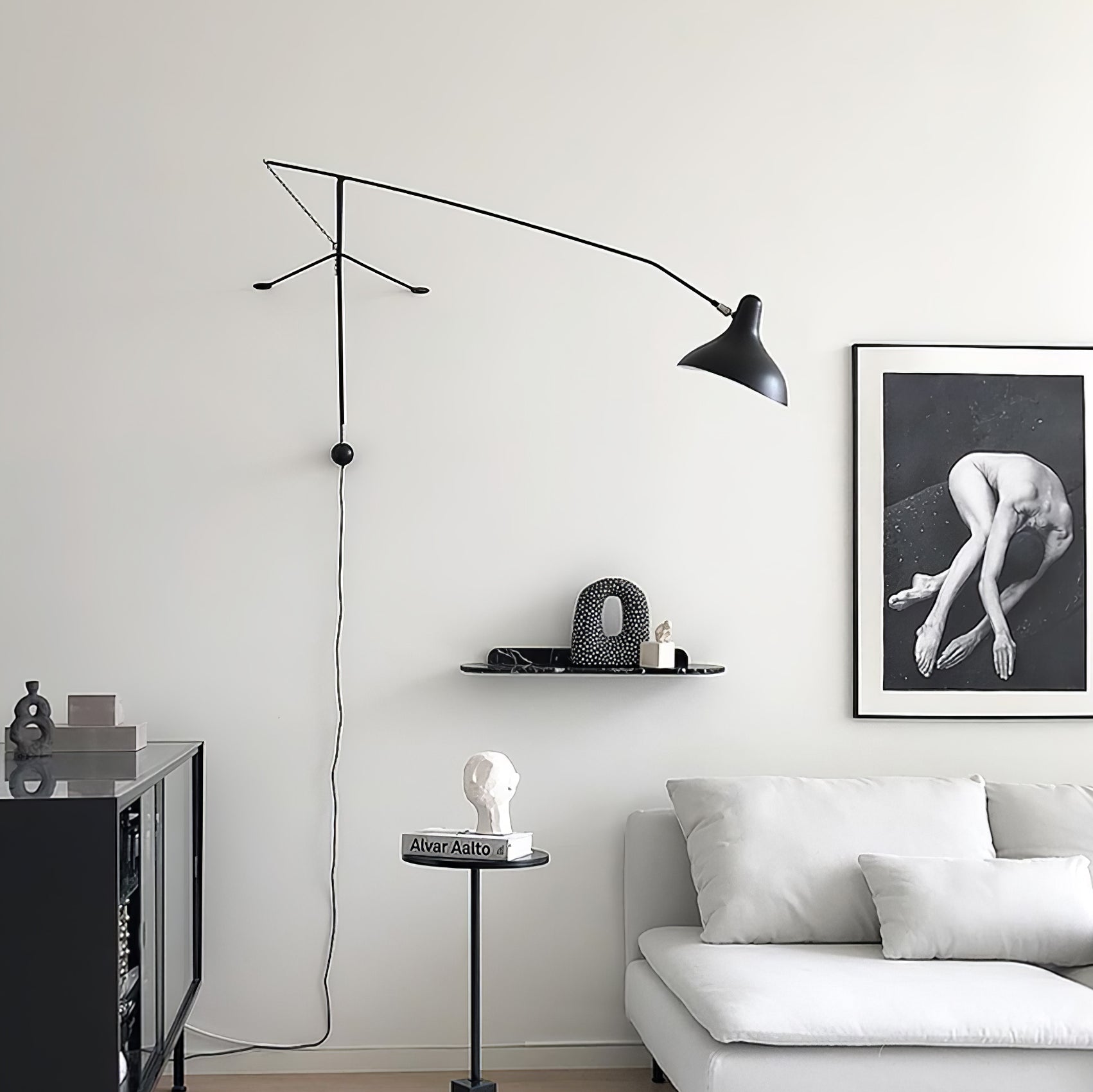 Black Industrial Mantis Arm Swing Bracket Wall Lamp Adjustable Iron Helical Sconce Lighting