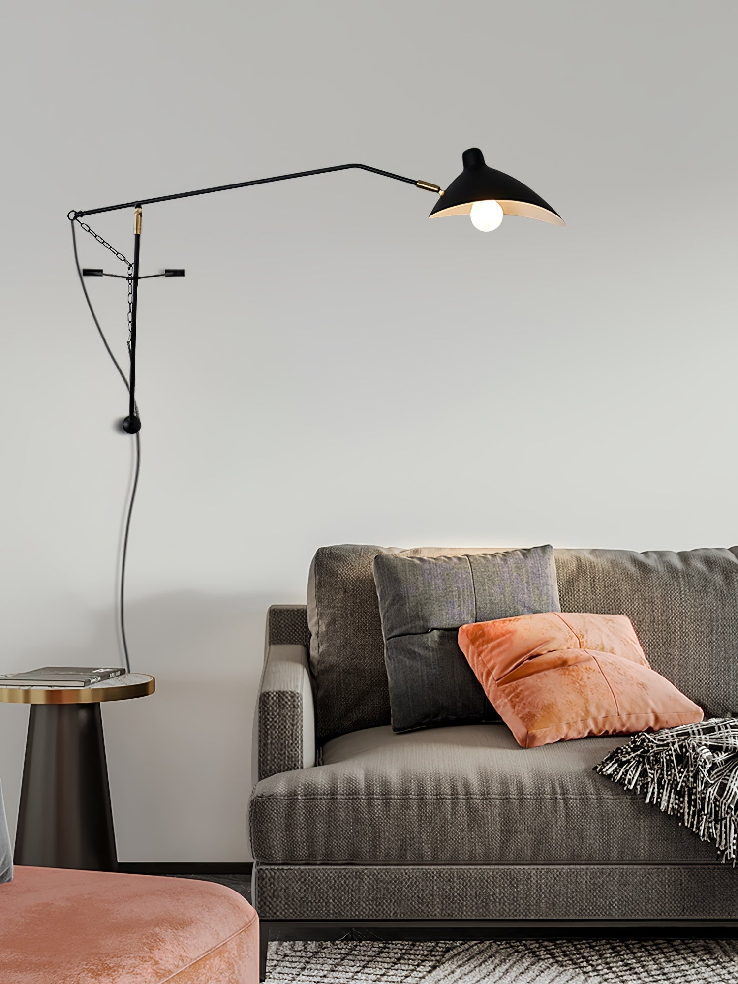 Black Industrial Mantis Arm Swing Bracket Wall Lamp Adjustable Iron Helical Sconce Lighting