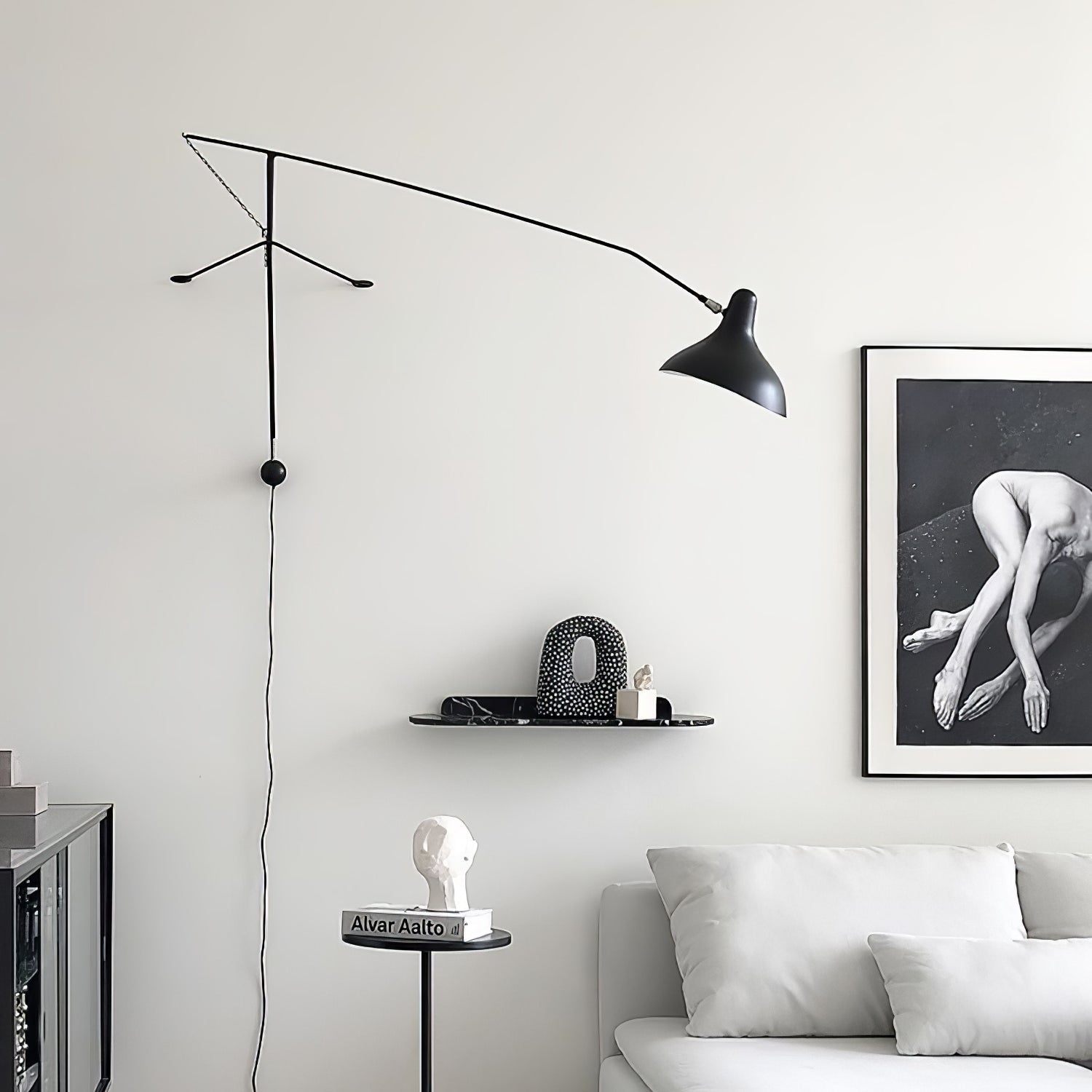 Black Industrial Mantis Arm Swing Bracket Wall Lamp Adjustable Iron Helical Sconce Lighting