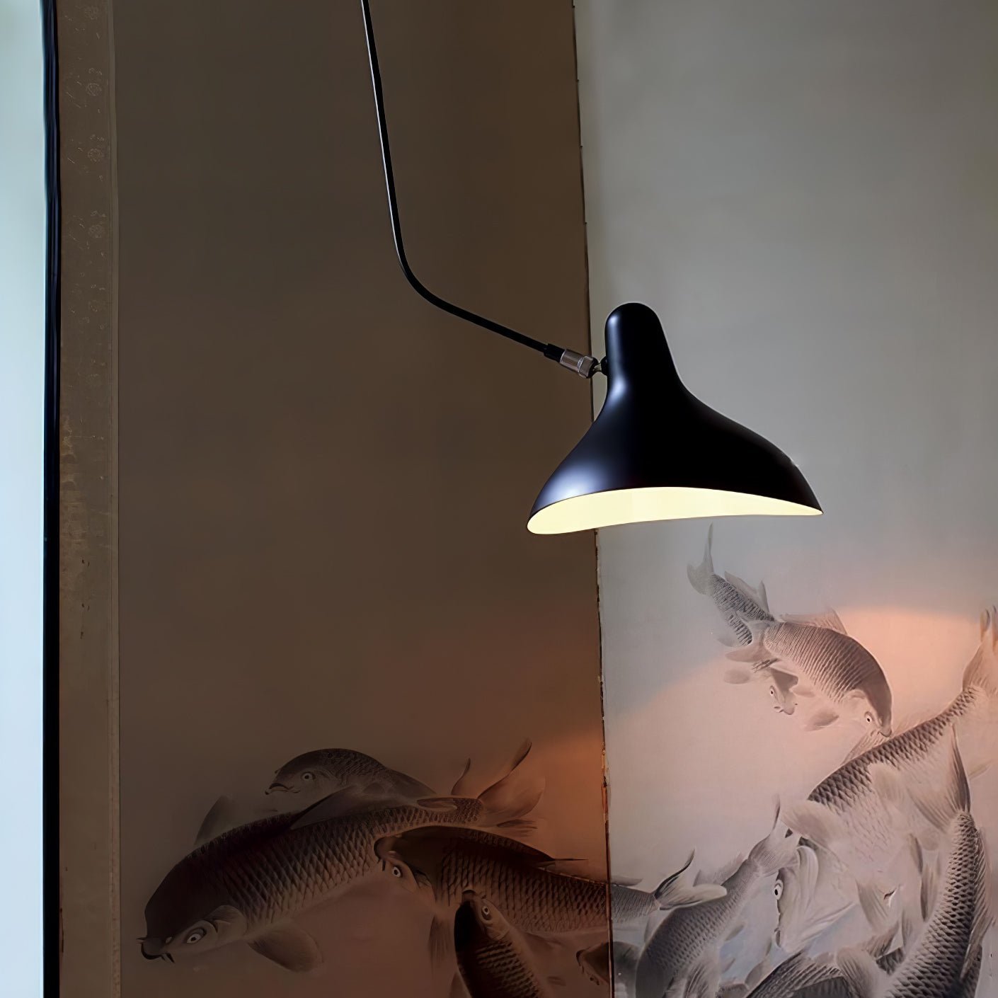 Black Industrial Mantis Arm Swing Bracket Wall Lamp Adjustable Iron Helical Sconce Lighting