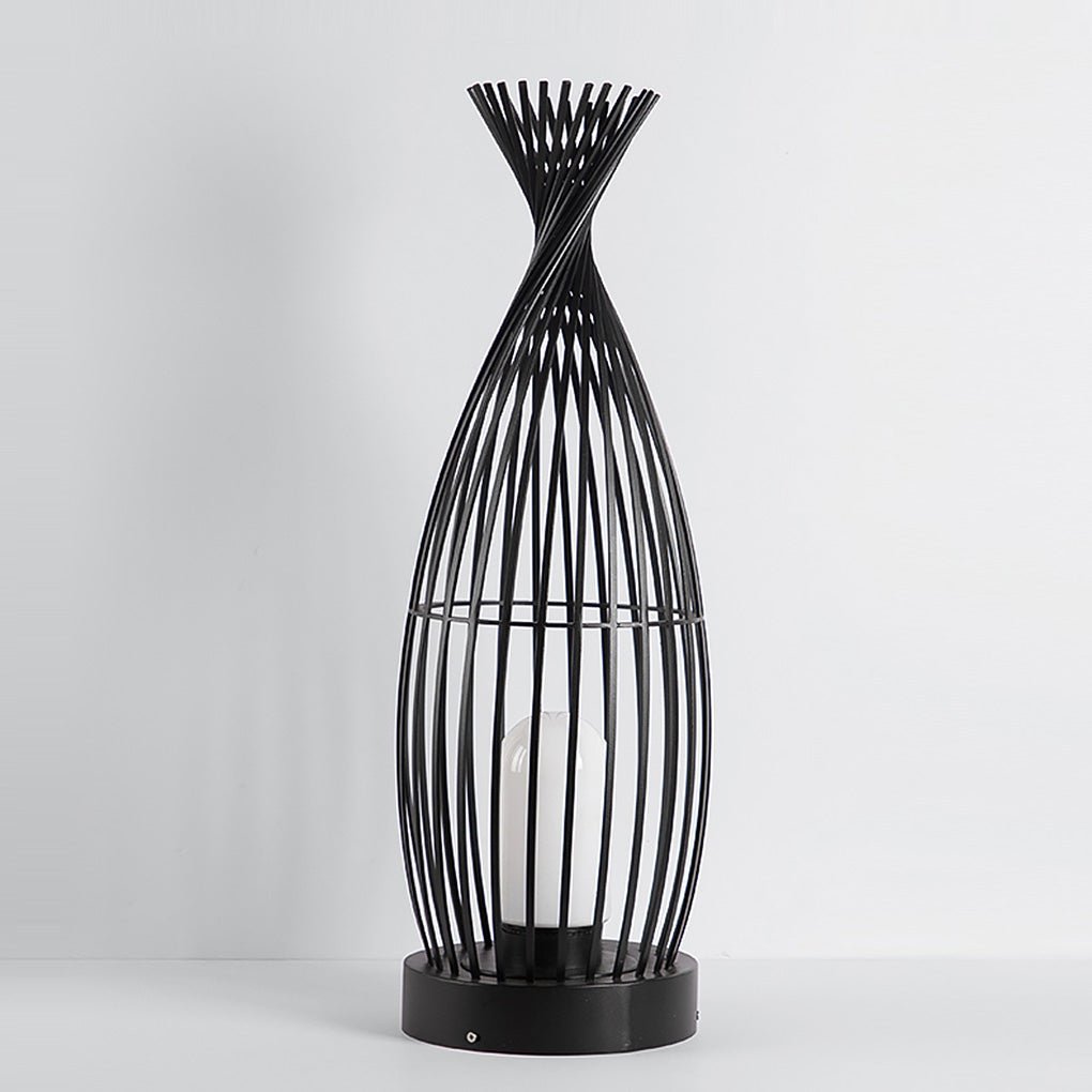 Black Metal Caged LED Outdoor Floor Lamp IP54 Waterproof Courtyard Path Light