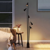 Black Multi Head Industrial LED Floor Lamp with Rotating Arc Downlight for Indoor and Outdoor Use