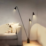 Black Multi Head Industrial LED Floor Lamp with Rotating Arc Downlight for Indoor and Outdoor Use