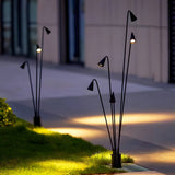 Black Multi Head Industrial LED Floor Lamp with Rotating Arc Downlight for Indoor and Outdoor Use