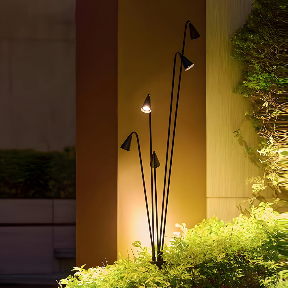 Black Multi Head Industrial LED Floor Lamp with Rotating Arc Downlight for Indoor and Outdoor Use