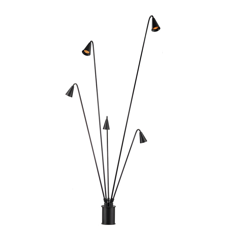 Black Multi Head Industrial LED Floor Lamp with Rotating Arc Downlight for Indoor and Outdoor Use