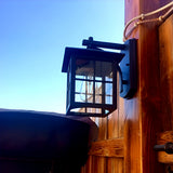 Black Outdoor Lantern Wall Sconce Waterproof Exterior Light with Glass Shade for Porch