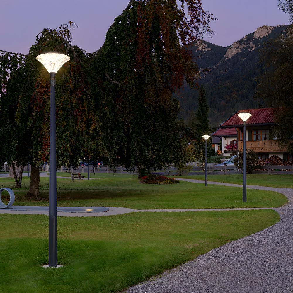 Black Outdoor Solar Powered LED Post Light Waterproof Garden Street Lamp with Pole Option