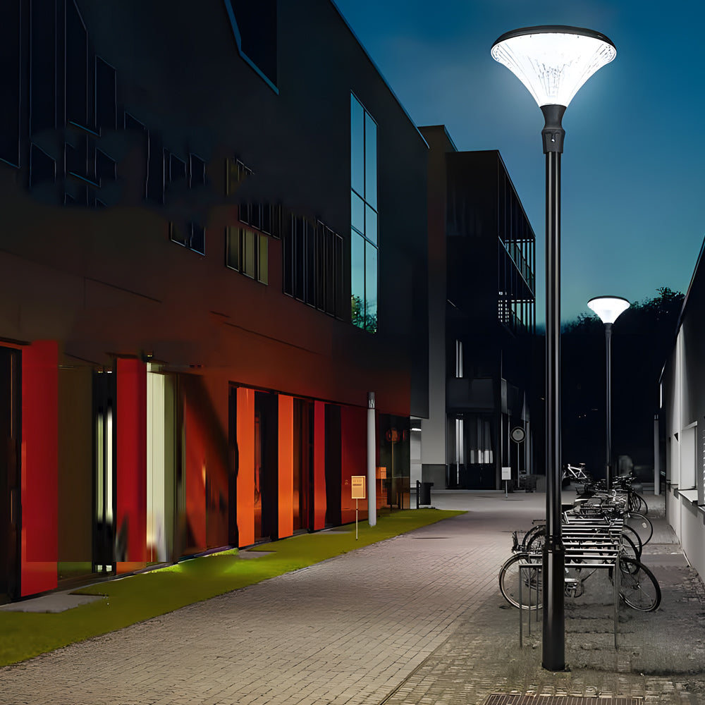 Black Outdoor Solar Powered LED Post Light Waterproof Garden Street Lamp with Pole Option