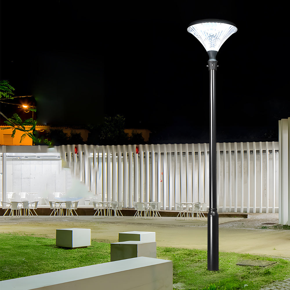 Black Outdoor Solar Powered LED Post Light Waterproof Garden Street Lamp with Pole Option