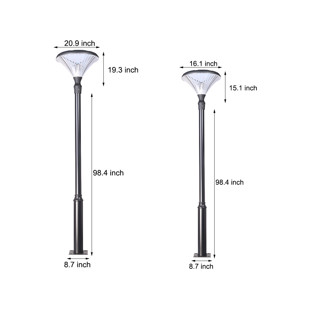 Black Outdoor Solar Powered LED Post Light Waterproof Garden Street Lamp with Pole Option