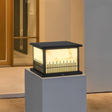 Black Retro Solar Fence Post Lights Waterproof Outdoor IP65 Pillar Lantern with 3 Color Dimming