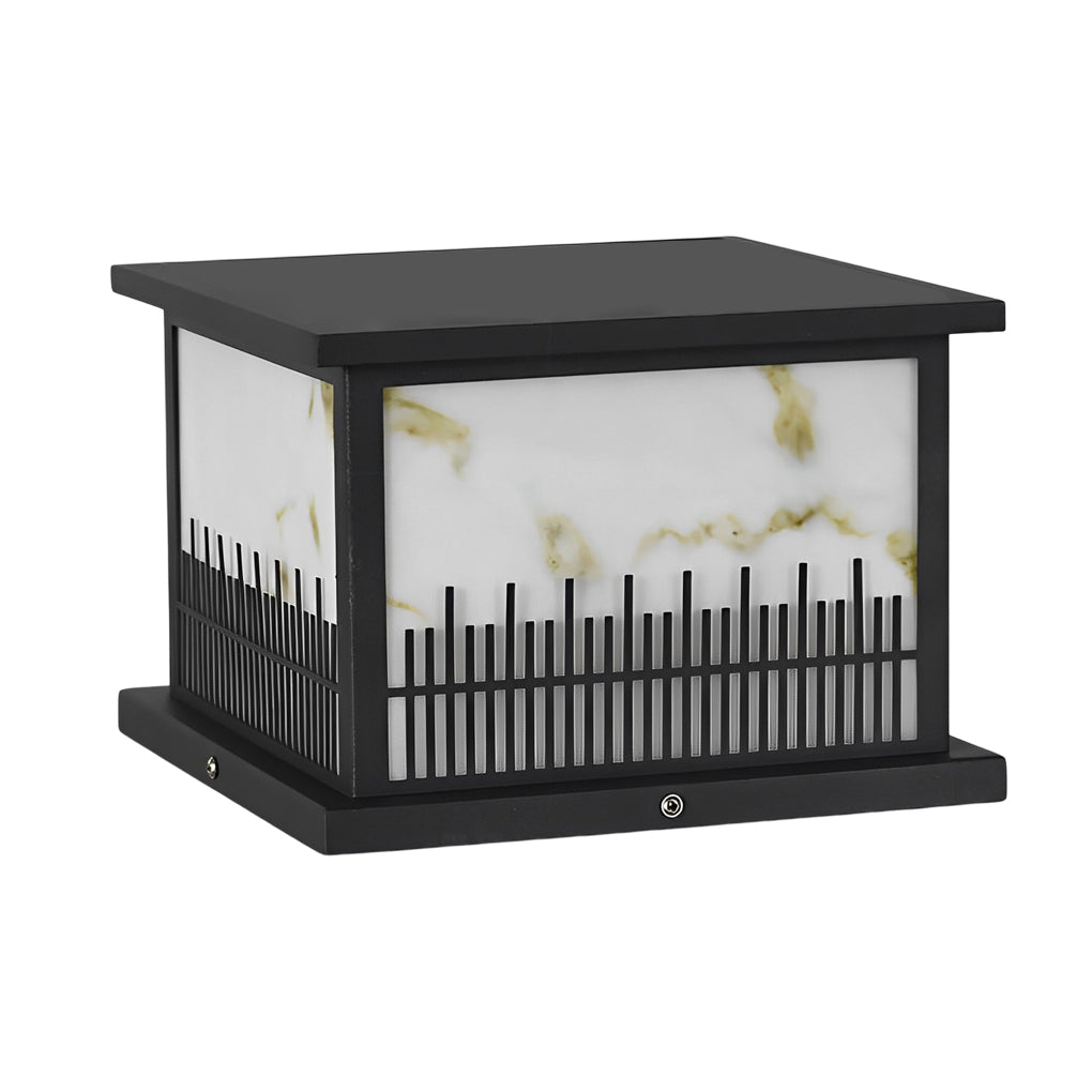Black Retro Solar Fence Post Lights Waterproof Outdoor IP65 Pillar Lantern with 3 Color Dimming