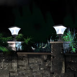 Black Solar Powered LED Square Post Light Waterproof Retro Lantern for Garden Fence and Gate