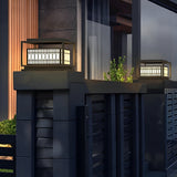 Black Square LED Outdoor Post Light Waterproof Exterior Garden Pillar Lantern for Villa Yard
