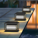 Black Square LED Outdoor Post Light Waterproof Exterior Garden Pillar Lantern for Villa Yard