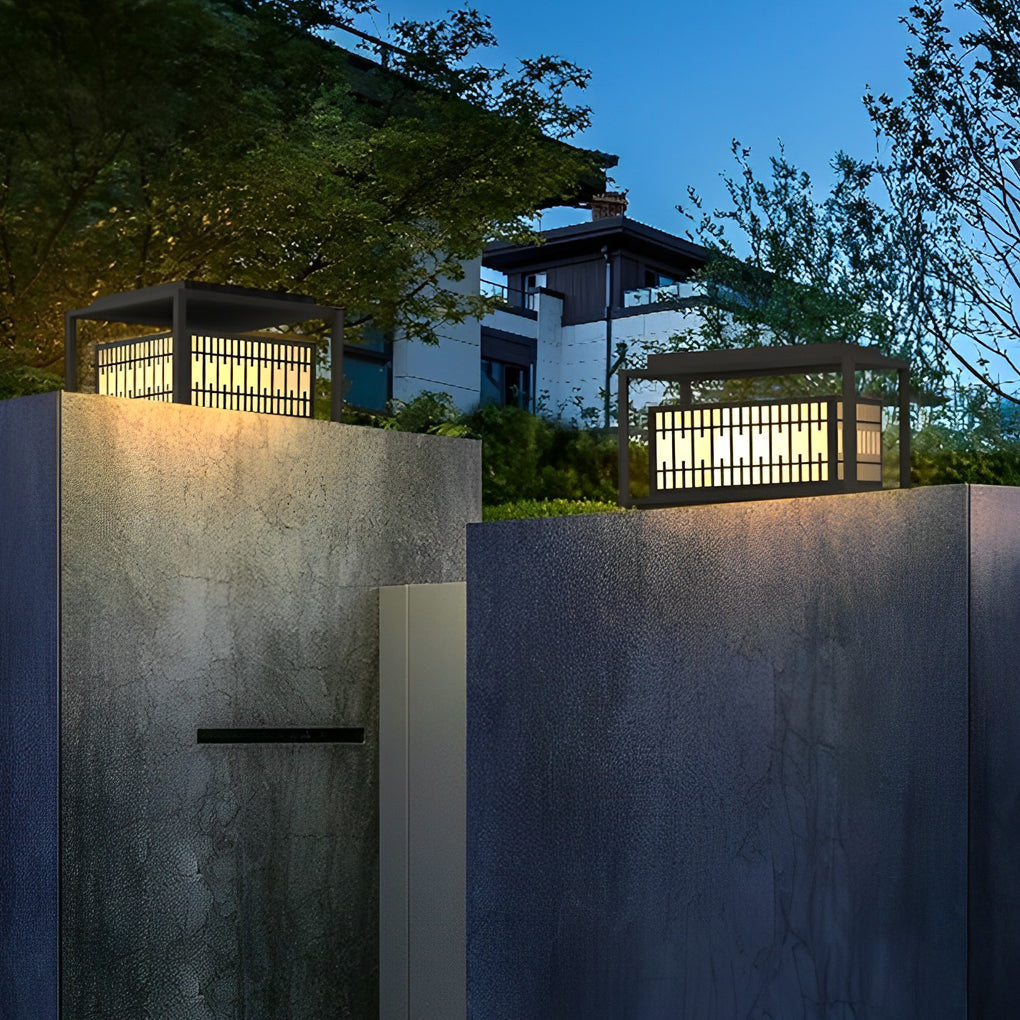 Black Square LED Outdoor Post Light Waterproof Exterior Garden Pillar Lantern for Villa Yard