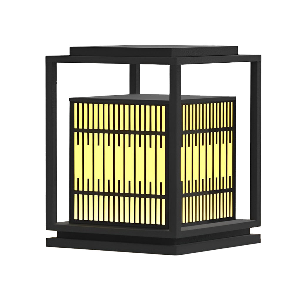 Black Square LED Outdoor Post Light Waterproof Exterior Garden Pillar Lantern for Villa Yard