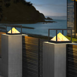 Black Square Mountain LED Solar Pillar Lights Waterproof Outdoor Post Cap Lighting