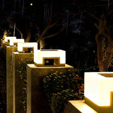 Black Square Outdoor Solar Post Lights Waterproof Modern LED Landscape Lamp for Fence and Garden