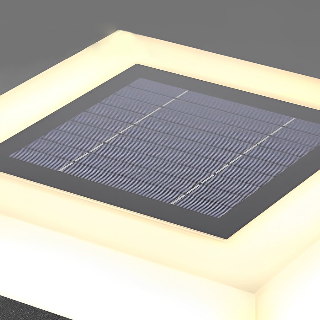 Black Square Outdoor Solar Post Lights Waterproof Modern LED Landscape Lamp for Fence and Garden