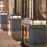 Black Square Ribbed Glass Outdoor Pier Mount Light for Pillar and Post Lighting