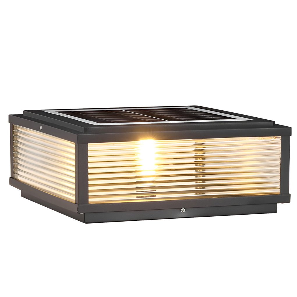 Black Square Ribbed Glass Outdoor Pier Mount Light for Pillar and Post Lighting