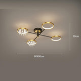 Modern Nordic Geometric Crystal LED Flush Mount Ceiling Light for Luxury Living Room Decor