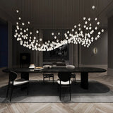 Bloom Ceramic Floral Pendant Light with White Porcelain Flower Buds and Brass Accents