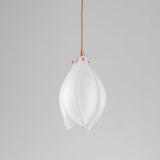 Bloom Ceramic Floral Pendant Light with White Porcelain Flower Buds and Brass Accents