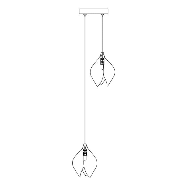 Bloom Ceramic Floral Pendant Light with White Porcelain Flower Buds and Brass Accents